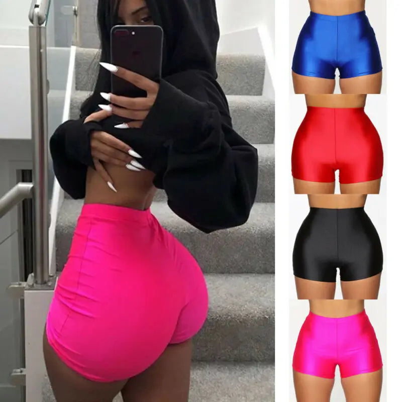 Womens Stretch Biker Bike Shorts Workout Spandex Leggings Short Mini Yoga Shorts High Waist Gym Short Trousers