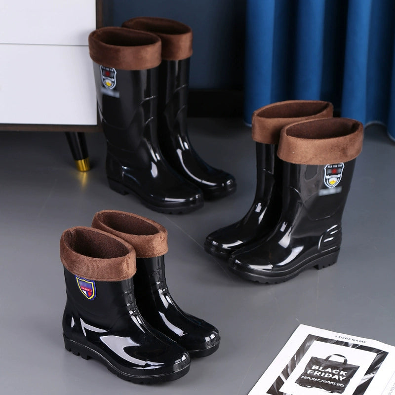 Low Ankle Spring and Summer Single-Layer Fleece-Lined Outwear Wear-Resistant Rain Boots