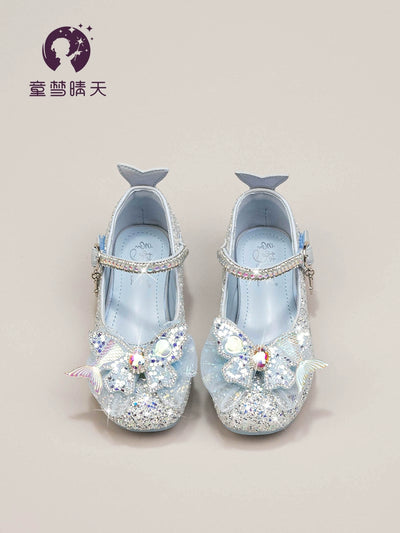 Princess Shoes for Girls Leather Shoes 2024 New Arrival Autumn Children's Shoes Women's Treasure High Heels Spring & Fall Little Girl Crystal Shoes