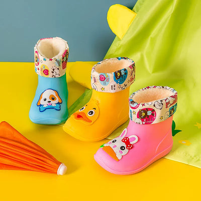 Cotton-Added Cute Baby Lightweight Waterproof Children's Rain Boots