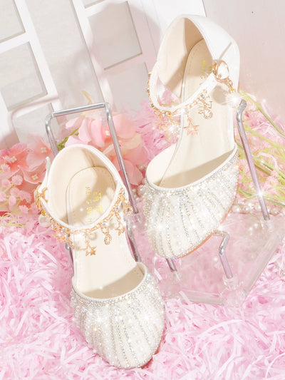 White Soft Bottom Female Student Catwalk Princess Shoes with Heel