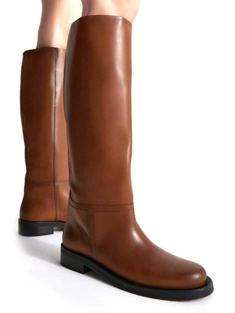 Zakq Brown Color 1 Pedal Big Tube Circumference Platform Knee-High Boots