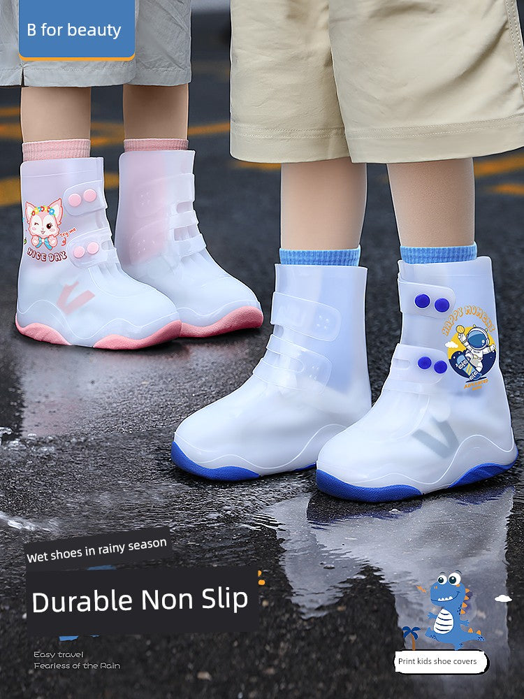 Kids Silicone Waterproof Student Thickened Wear-Resistant Rain Boots Cover