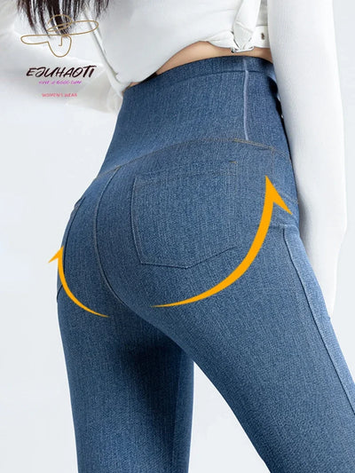 2024 Denim Women's Pants Micro Flared High Waist Abdomen Leggings New in Summer Stretch Sports Fitness Yoga Casual Pants Jeans