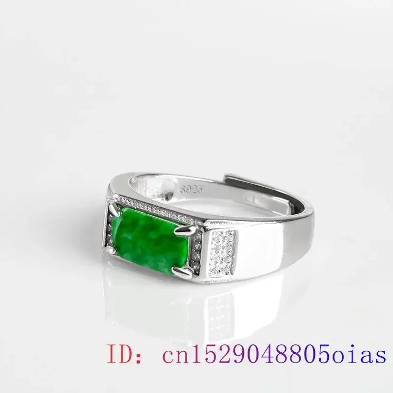 Burmese Jade Rings Designer Emerald Charms 925 Silver Gift Women Adjustable Charm Carved Natural Jadeite Jewelry Green Fashion