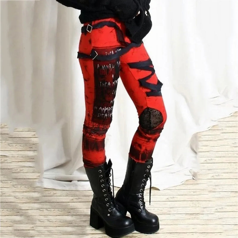 Cool Ultra Gathered Cargo Pants Women Summer High Waist Gothic Rocker Distressed Punk Tie Leggings Wide Trousers Y2k Streetwear