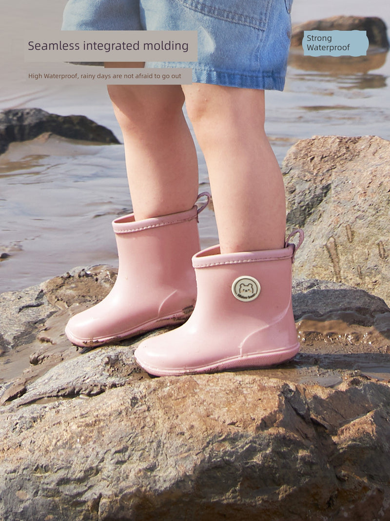 Niduoxiong Baby Student Rubber Boots Non Slip Children&