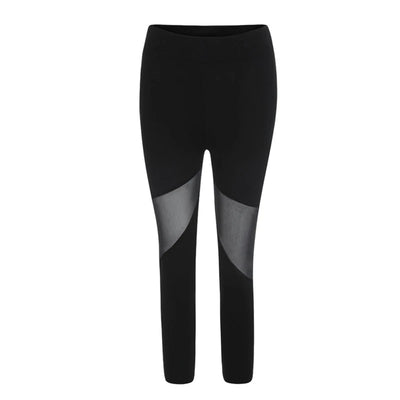 Perspective Mesh Patchwork Fitness Leggings Women's Yoga Jeggings Leggins Female Elastic Capri Pants Women Legging Black