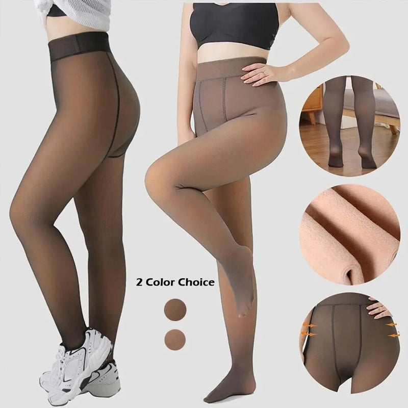 Thermal Stockings Woman Fleece Tights Sexy Winter Warm Pantyhose Translucent Slim Thicken Tights Elastic Velvet Pantyhose Female