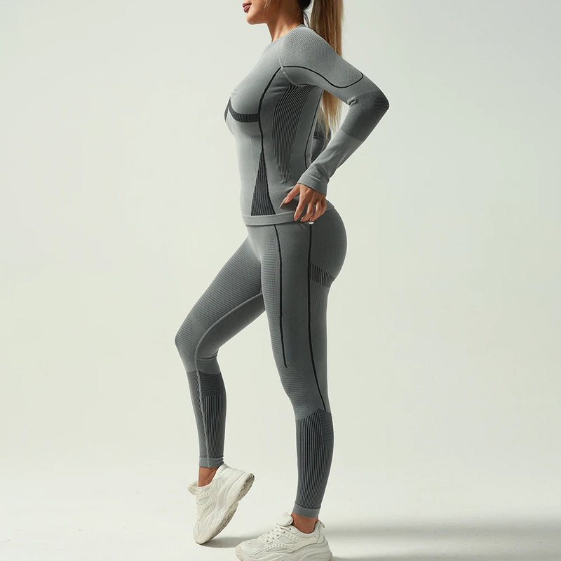 New Seamless High Pressure Function Professional Ski Thermal Underwear Leggings Women&