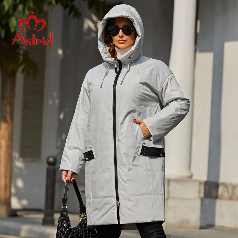 Astrid 2022 Spring Women Parkas Plus Size Long Loose Padded Down Coats Hooded Women&