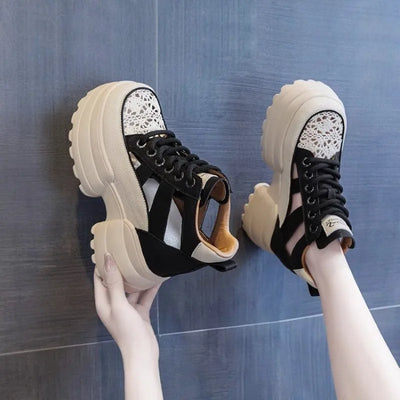 Trendy and Comfortable Women's Shoes 2024 Summer New Mesh Hollow Breathable Thick Sole Anti Slip Women's Sandals Zapatos Mujer