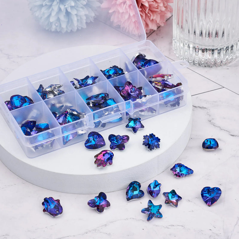 100Pcs Glass Rhinestone Pendants Heart Star Charms For Women DIY Necklaces Bracelets Dangle Earrings Jewelry Making Accessories