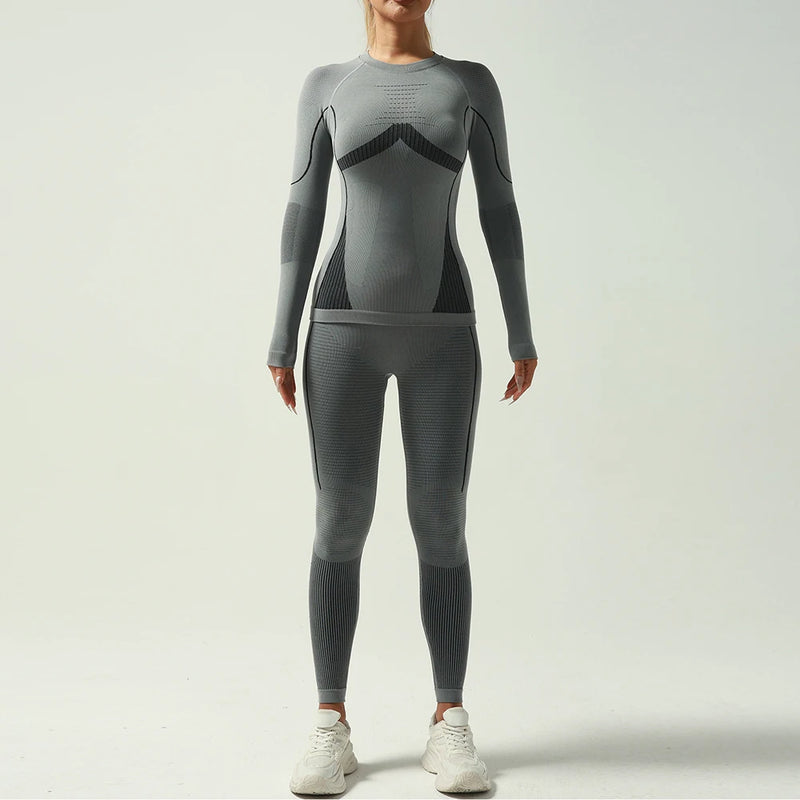 New Seamless High Pressure Function Professional Ski Thermal Underwear Leggings Women&