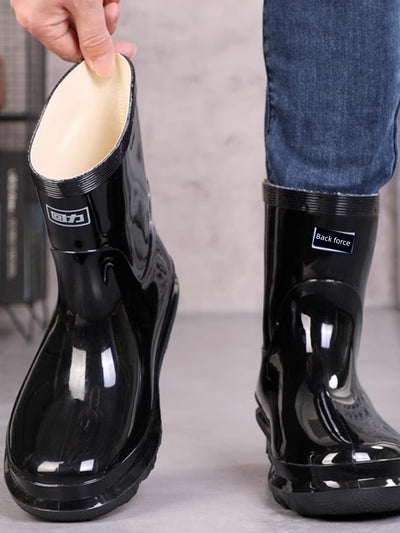 Warrior Thickened Men Waterproof Construction Site Mid-High Tube Rain Boots