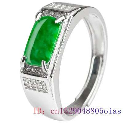 Burmese Jade Rings Designer Emerald Charms 925 Silver Gift Women Adjustable Charm Carved Natural Jadeite Jewelry Green Fashion