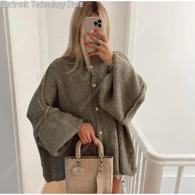 Casual Cardigan Women Sweater Loose Single Breasted O-neck Fashion Sweaters 2024 Autumn Office Female All-match Top Coat