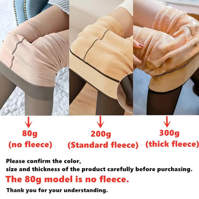 Warm Tights For Women Fleece Leggings Sexy Translucent Slim Pantyhose Elasticity Winter Legging Thermal Tights Female Woman Pant