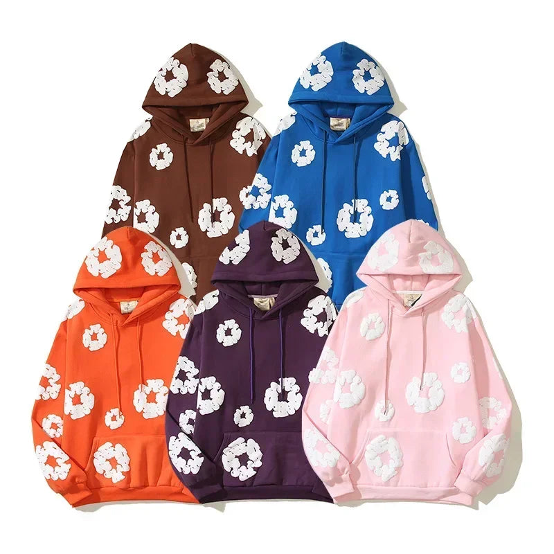 Cotton Y2k Hoodies for Women Streetwear Foaming Wreath Men&