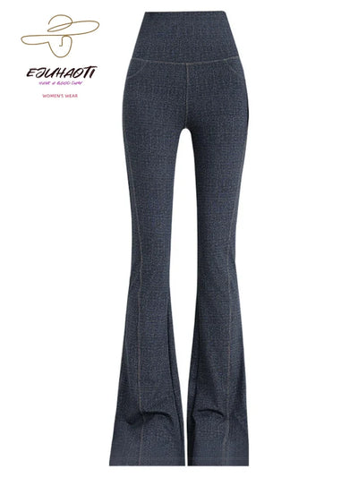 2024 Denim Women's Pants Micro Flared High Waist Abdomen Leggings New in Summer Stretch Sports Fitness Yoga Casual Pants Jeans