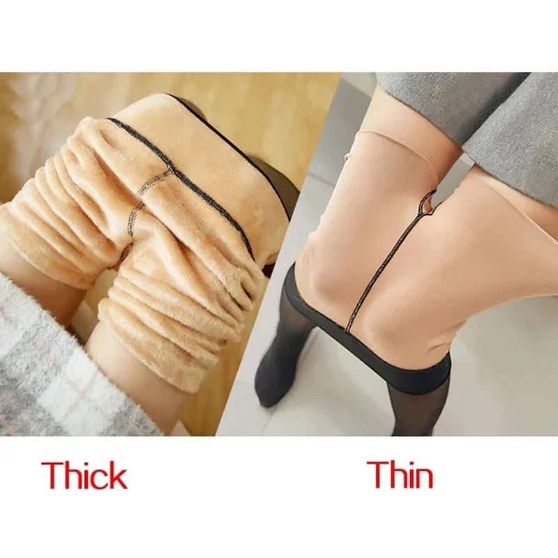 Thermal Stockings Woman Fleece Tights Sexy Winter Warm Pantyhose Translucent Slim Thicken Tights Elastic Velvet Pantyhose Thin