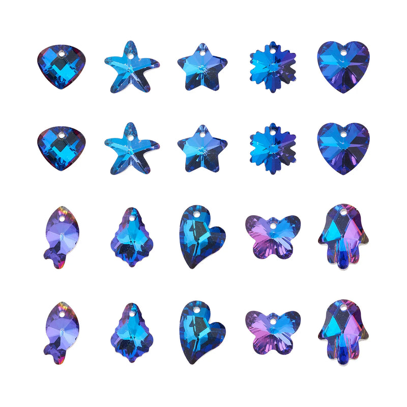 100Pcs Glass Rhinestone Pendants Heart Star Charms For Women DIY Necklaces Bracelets Dangle Earrings Jewelry Making Accessories