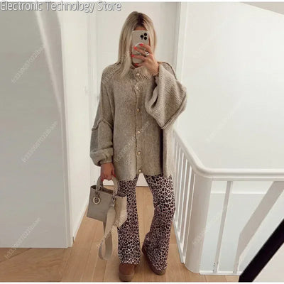 Casual Cardigan Women Sweater Loose Single Breasted O-neck Fashion Sweaters 2024 Autumn Office Female All-match Top Coat