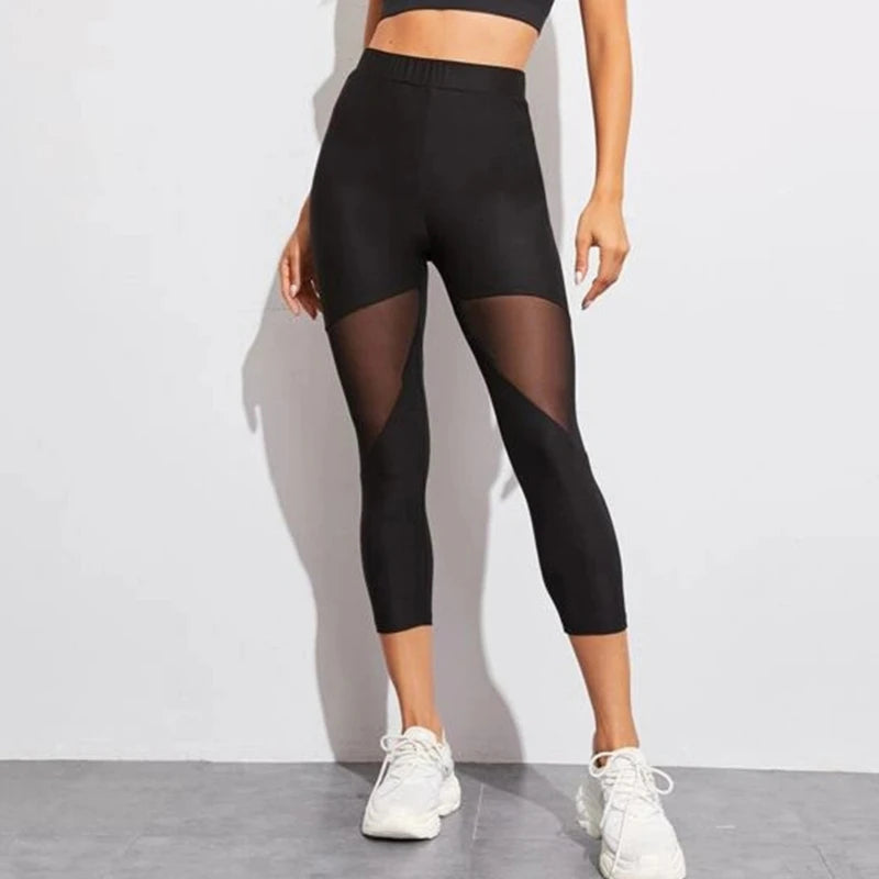 Perspective Mesh Patchwork Fitness Leggings Women&