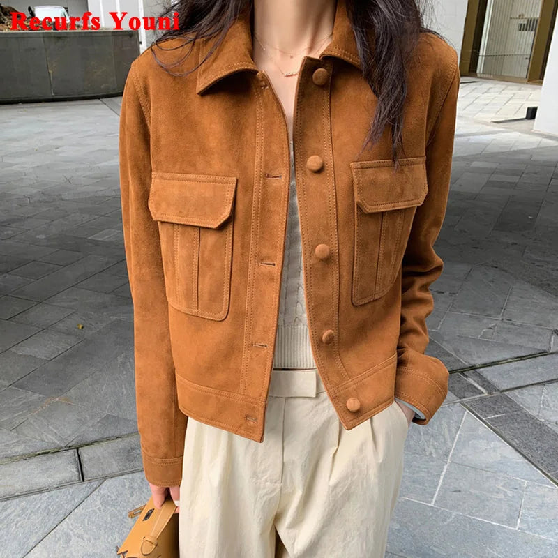 Classic Quality Leather Jacket For Women 2023 Winter Cashmere Suede Leather Coat Female Slimming Versatile Jaqueta Streetwear