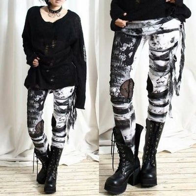 Cool Ultra Gathered Cargo Pants Women Summer High Waist Gothic Rocker Distressed Punk Tie Leggings Wide Trousers Y2k Streetwear