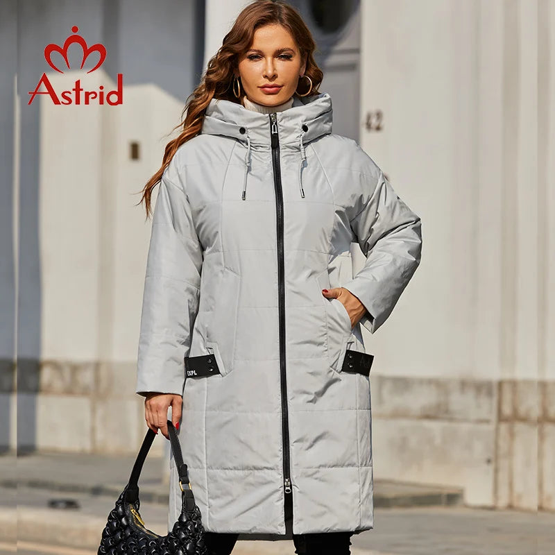 Astrid 2022 Spring Women Parkas Plus Size Long Loose Padded Down Coats Hooded Women&