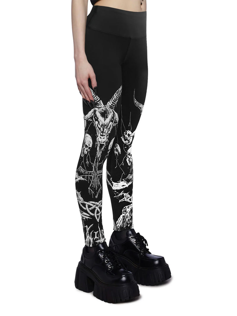 High Waist Bull Horn Skull Silk Screen Printed Women Pants Fitness Running Leggings Casual Fitting Yoga Pants Purchasing Agent