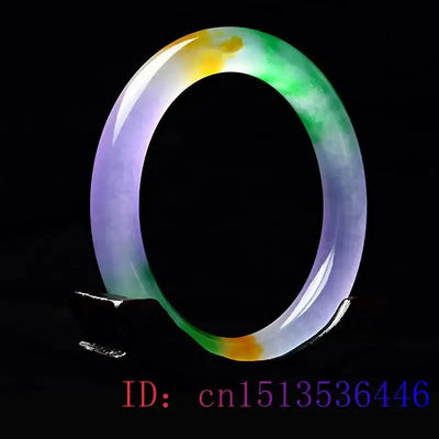 Colour Jade Bangle Bracelet Tricolor Natural Jewelry Charm Amulet Fashion Jadeite Carved Woman Chinese Gifts 54-64mm