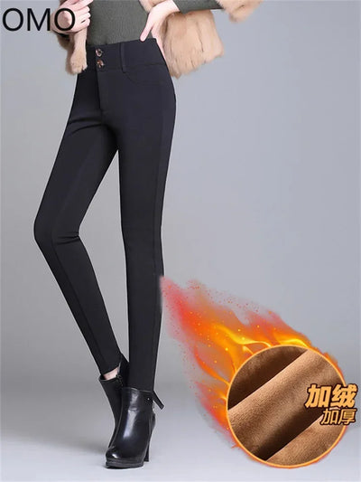 2022 New Fashion High Waist Autumn Winter Women Thick Warm Elastic Pants Quality S-5XL Trousers Tight Type Pencil Pants