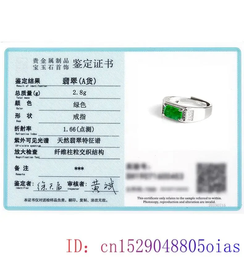 Burmese Jade Rings Designer Emerald Charms 925 Silver Gift Women Adjustable Charm Carved Natural Jadeite Jewelry Green Fashion