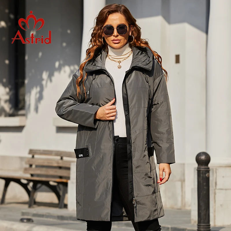 Astrid 2022 Spring Women Parkas Plus Size Long Loose Padded Down Coats Hooded Women&