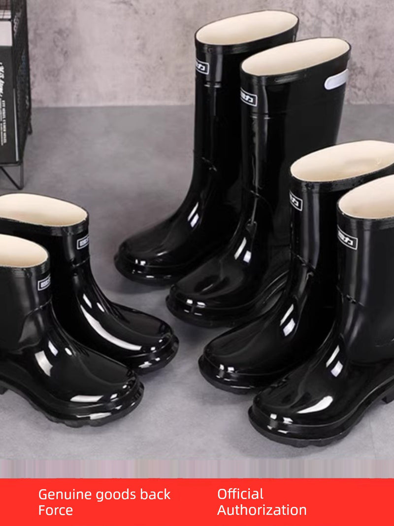 Warrior Thickened Men Waterproof Construction Site Mid-High Tube Rain Boots