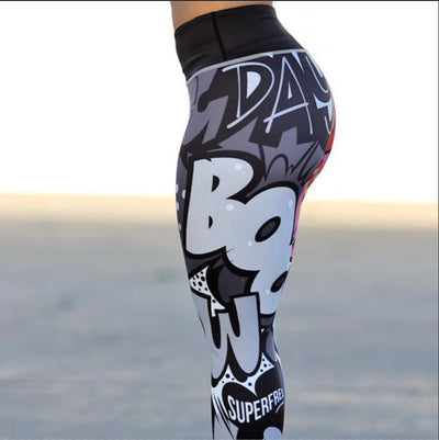 Cartoon Monsters print hipped high-waisted yoga pants leggings for women