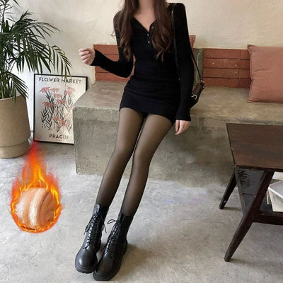 Thick Thermal Tights Stockings Women Warm Winter Sexy Translucent Pantyhose Leggings Female High Waist Elastic Slim Pantyhose