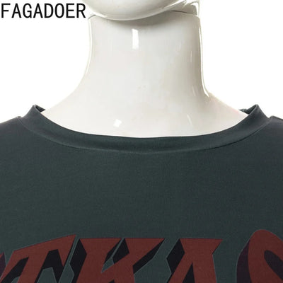 FAGADOER Y2k Baddie Print Street Two Piece Outfits Women Oversized Long Tshirt and See Through Leggings Suits Female Streetwear