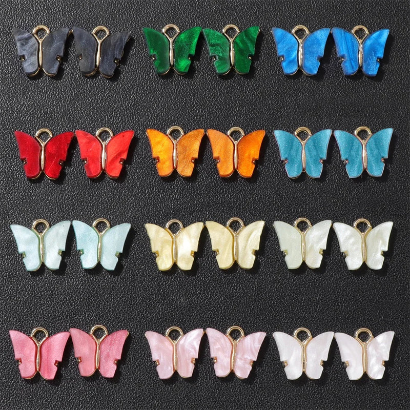 20pcs/lot Resin Butterfly Charms Muticolor 11x14mm Bohemia Butterflies Pendant For Women Jewelry Making Earrings Necklace DIY