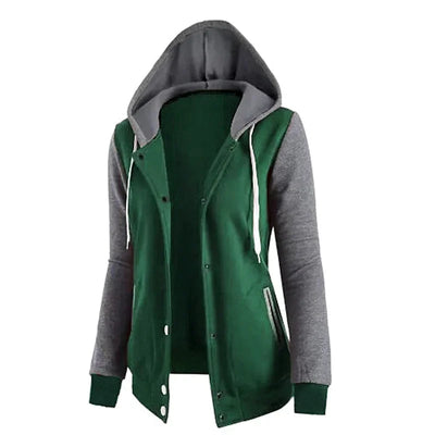 2017 Best Selling European American Market Women's Hooded Sweatshirt Long Sleeve Four Button Top Jacket