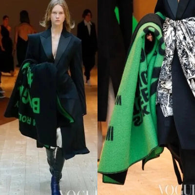 Letter Green Ponchos Cape Scarves Women Thicken Knit Wool Blanket Sweater Fleece Scarf Coat Winter Warm Shawl Wraps Plus Size