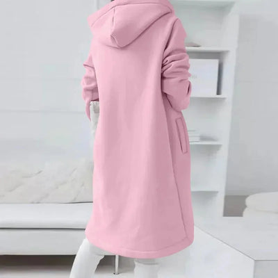 2024 Autumn Casual Women Long Hoodies Sweatshirt Coat Zip Up Outerwears Hooded Jacket Winter Pockets Outwear Female Warm Tops