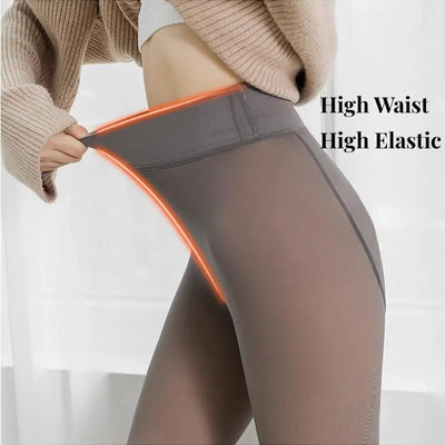 Winter Thick Thermal Leggings Women Sexy Translucent Slim Pants Elastic Warm Tights Simple Large Size Female Trousers Pantyhose