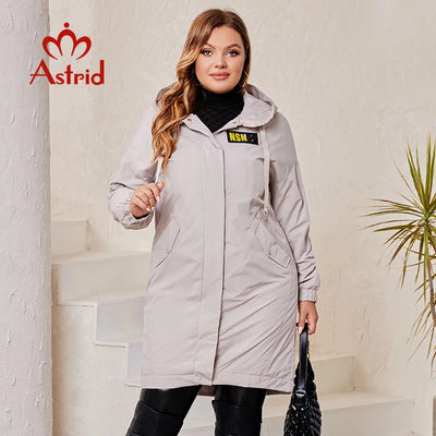 Astrid Plus Size Women's Spring Autumn Trench Coat Women Jacket zipper Outerwear female fashion Long casual Solid Windbreaker