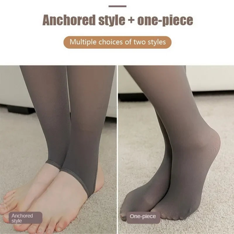 Warm Tights For Women Fleece Leggings Sexy Translucent Slim Pantyhose Elasticity Winter Legging Thermal Tights Female Woman Pant