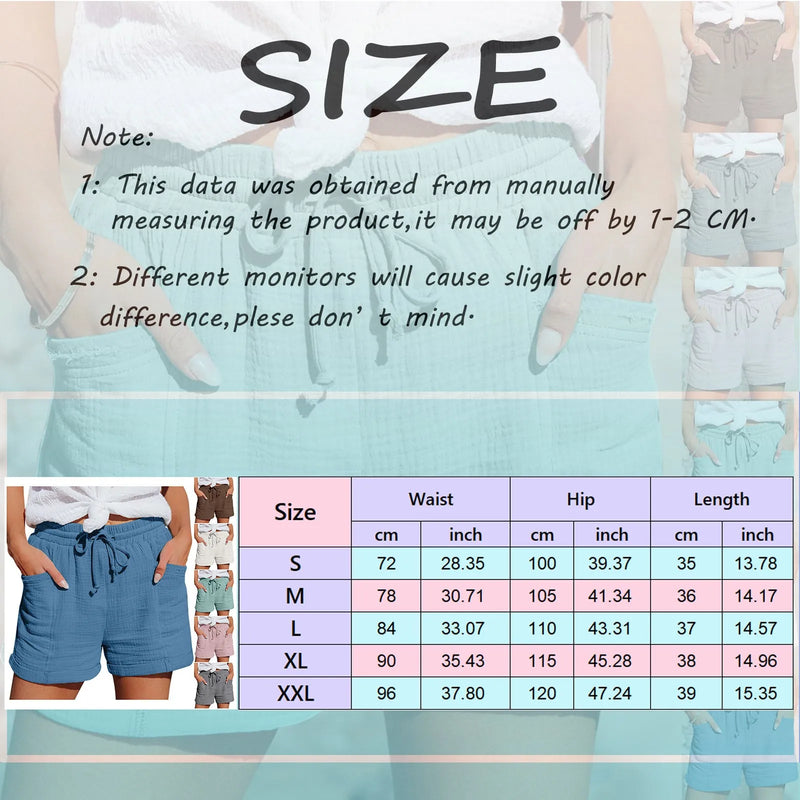 2024 New Summer Cotton Linen Casual Shorts Ladies Fashion Home Streetwear Beachwear Women Basic Short Pants Sports Trousers